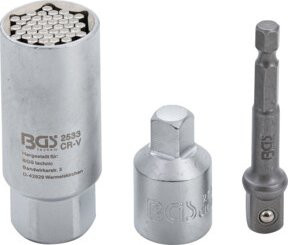 BGS Multi-Einsatz mit Adapter-Satz 3/8 Zoll, 3-teilig, SW 9-21 mm, silber - Bild 1