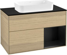 V&B Finion Waschtischunterschrank mit Abdeckplatte und Regalfach in Oak Veneer, Farbe: Braun, B: 100 cm, T: 50,1 cm - Bild 1