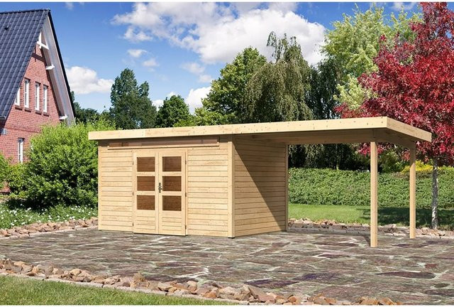 Karibu Holz-Gartenhaus Kumla 7 in Natur mit Pultdach, B/T: 360 x 240 cm - Bild 1