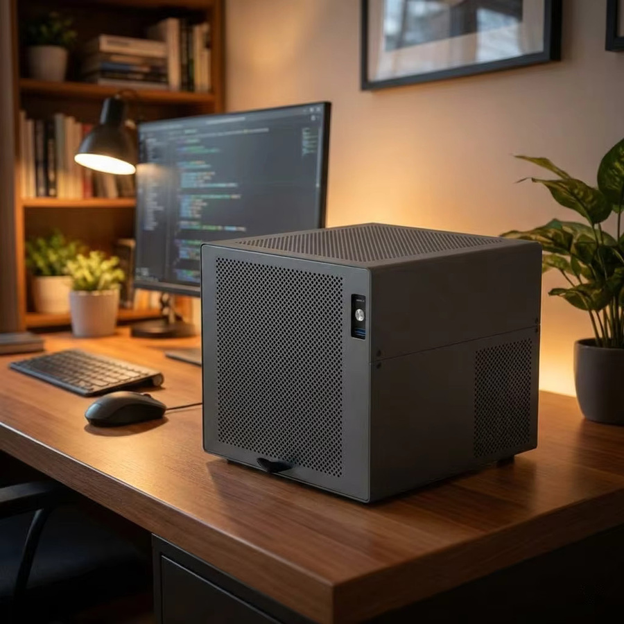Scorpio 4-Disk NAS-Gehäuse aus Aluminium in Schwarz für ITX und MATX Motherboards mit SFX-Netzteil und 1,5mm Aluminiumrahmen - Bild 3