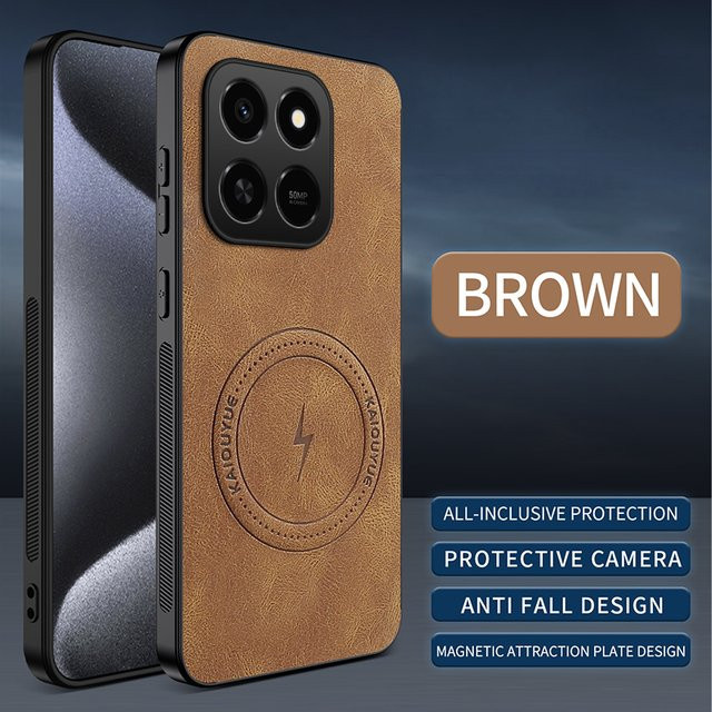 Luxuriöse Leder-Handyhülle mit Magnetverschluss und matter Oberfläche für HONOR X7D X9D X7C X9C X9B X7B X8D X8C in Grau im Business-Stil mit Blitzfunktion - Bild 1