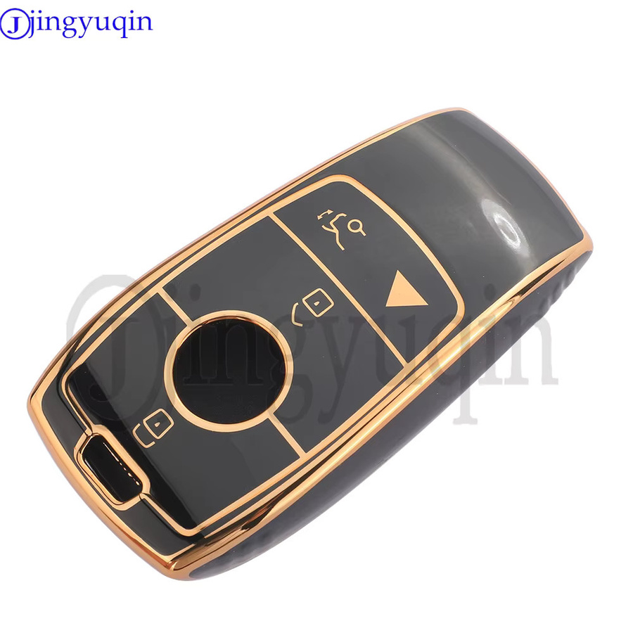Jingyuqin TPU-Autoschlüsselhülle für Mercedes Benz A B C E G S Klasse CLA CLS GLA GLB GLC GLE GLS EQA EQB EQC, Schwarz, 4 Tasten - Bild 2