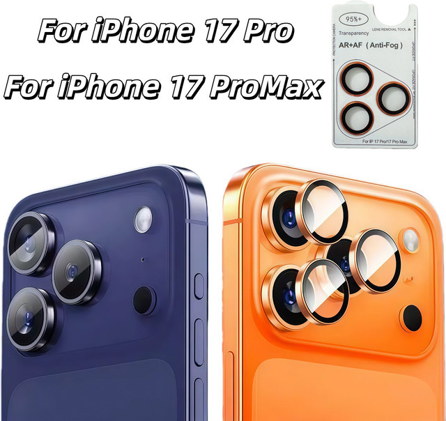 Anti-Beschlag-Schutzfolie aus gehärtetem Glas für die Rückfahrkamera von deinem iPhone 17 Pro Max, AR-kompatibel, in Silber, Orange, Grau und Blau - Bild 1