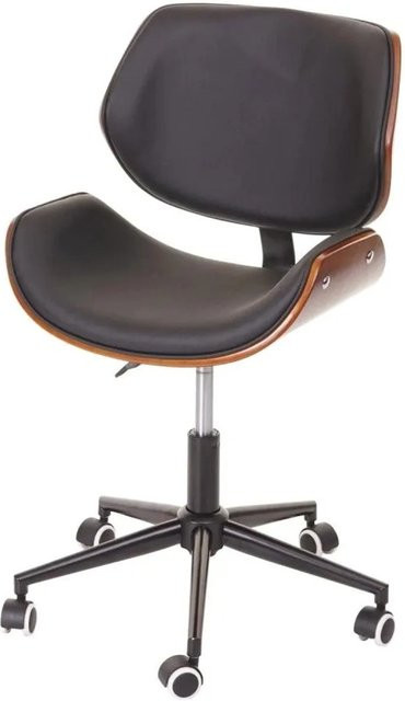 MCW Bürostuhl G25 Retro Drehstuhl aus Bugholz und Kunstleder in Schwarz-Braun - Bild 2