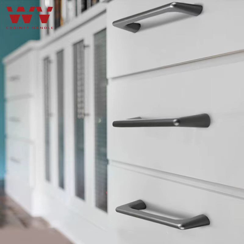 WV Möbelgriffe Grau Matt für Küchenschränke und Kommoden, Knöpfe und Griffe für Schubladen und Türen, Breite: 96-320 mm - Bild 2