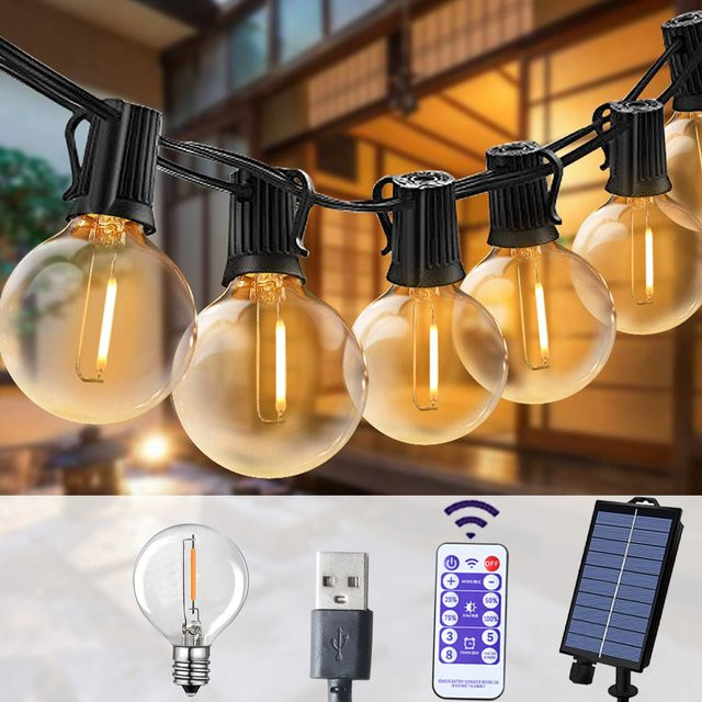 KIKIELF Solar LED Lichterkette Outdoor mit transparenten Kugeln für Garten, Terrasse und Party - Bild 1