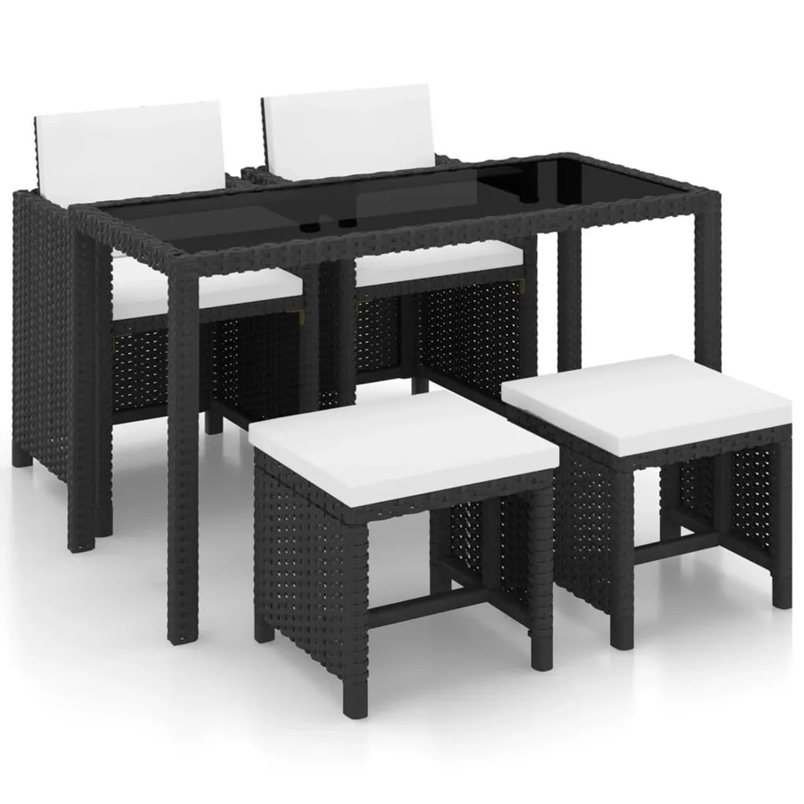 vidaXL 5-tlg Garten-Essgruppe aus Poly Rattan mit Auflagen in Schwarz Modell 3 - Bild 2