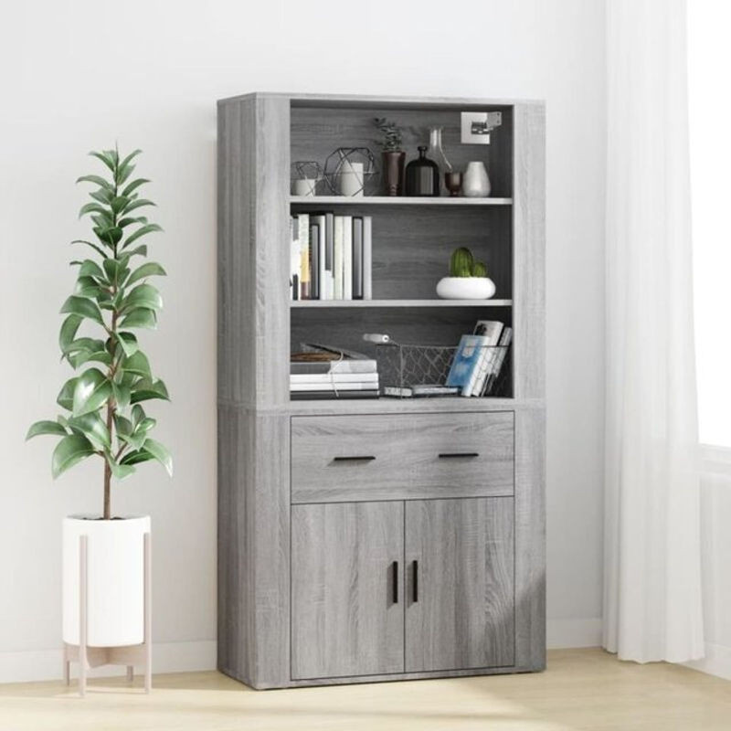 Modernes Highboard Vidaxl in Grau aus Holzwerkstoff, B/T/H: 150 x 33 x 80 cm - Bild 1
