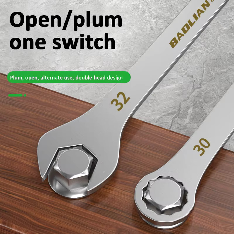 Ultradünner Ratschenschlüssel mit offenem Ende in Silber, Universalschraubenschlüssel Set für Fahrrad, Motorrad und Auto-Reparaturen, 5–32 mm - Bild 3
