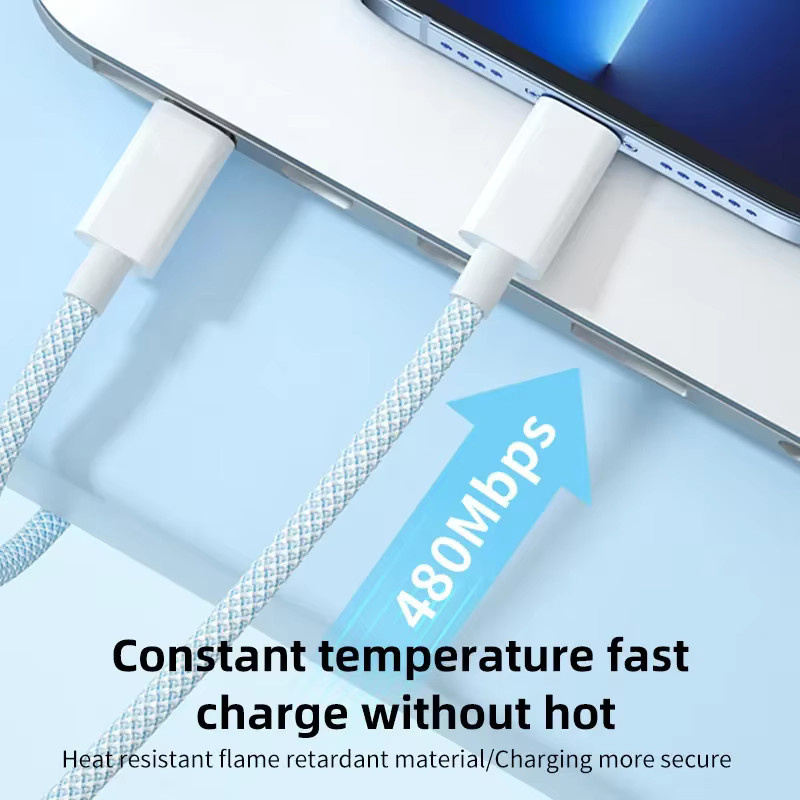 PD 20 W USB-C auf USB-C Schnellladekabel in Pink mit 3A Datenübertragung für iPhone, iPad, Samsung, Xiaomi und Huawei - Bild 1