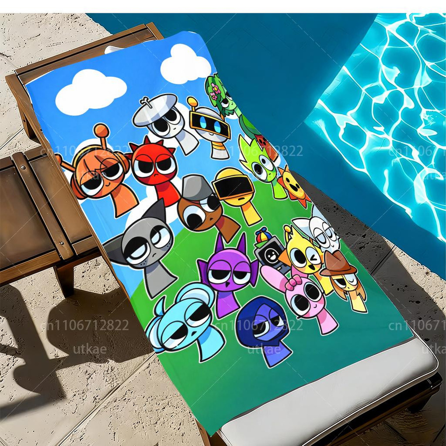 S-Sprunki Strandtuch für Kinder aus schnelltrocknender Mikrofaser, weich und saugfähig, Mehrfarbig, B/H: 40 x 60 cm - Bild 3