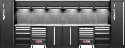 KS Tools Werkstattschrank-System mit 2 Werkstattwagen, Edelstahl und MDF, Schwarz, B/H: 528,0 x 50,0 cm - Bild 1