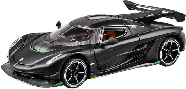 Fourall- Model Cars Koenigsegg Jesko Attack, Sportwagenmodell, 1:24, Schwarz, mit Ton und Licht - Bild 1