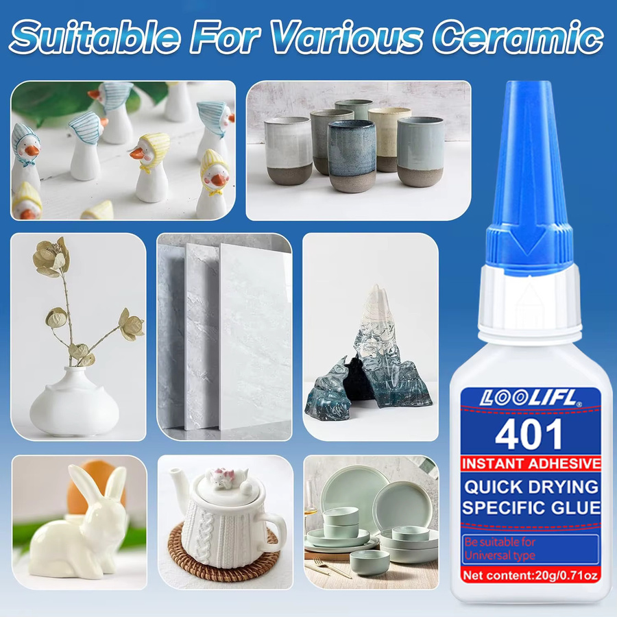 LOOLIFL Keramik-Reparaturkleber Set, wasserfester C-Kleber für Porzellan, Töpferwaren, Geschirr und Glas, 20 g - Bild 4