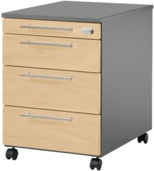 Schäfer Shop Select Rollcontainer Start Off 1233 mit 3 Schubladen und Utensilienauszug, Farbe Graphit/Ahorn, B/T/H: 43,2 x 58,0 x 59,5 cm - Bild 1