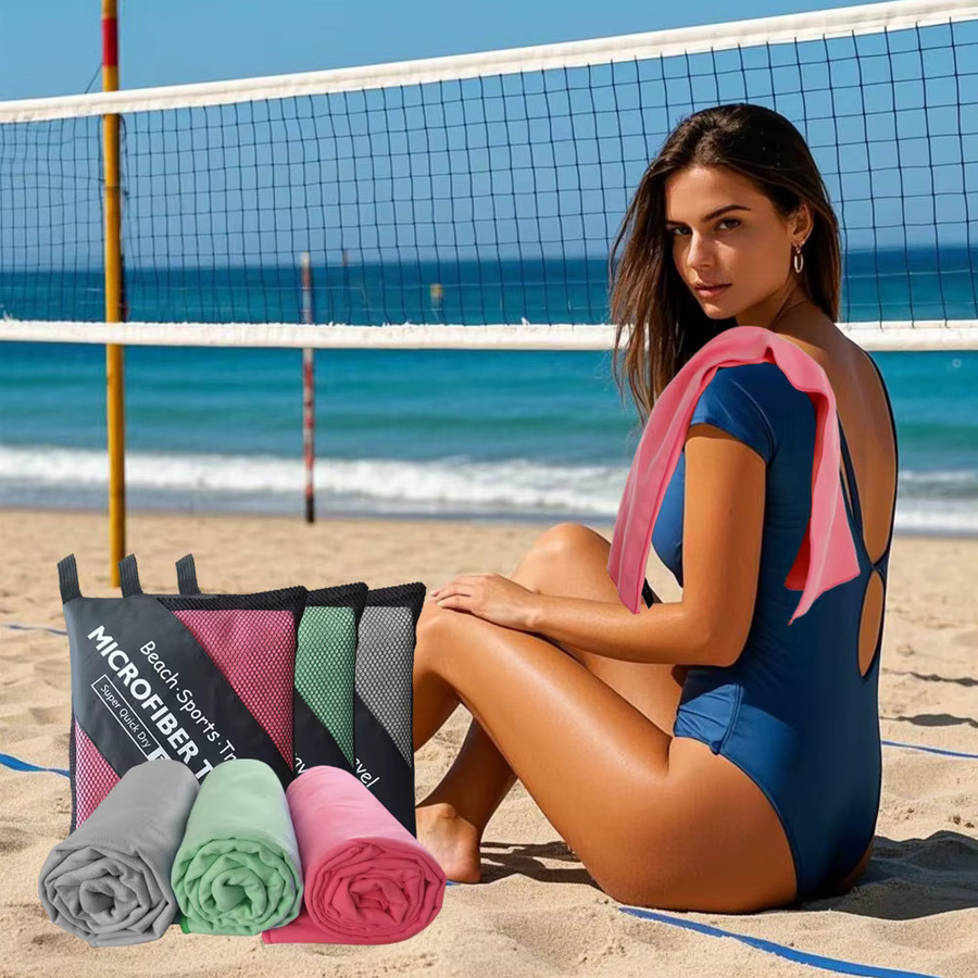 PKFC Mikrofaser-Handtuch in Blau, weiches und saugfähiges Strandtuch für Camping, Reisen und Strand - Bild 1