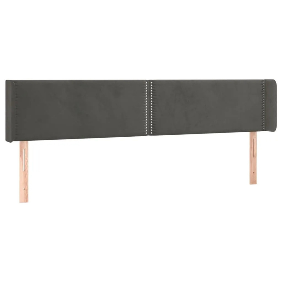 vidaXL Kopfteil mit Ohren aus Samt in Dunkelgrau, B/T/H: 203 x 16 x 78/88 cm - Bild 2