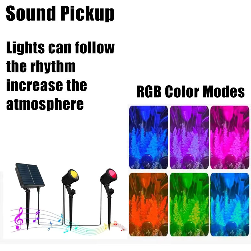 VENUSWING RGB Solar Spotlight Outdoor, Wasserdichter Solar Gartenstrahler mit Farbwechsel und Fernbedienung, Schwarz, Multicolor - Bild 3