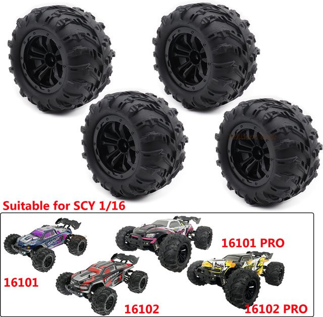 Brilliant Monster Truck Rad Reifen, 4-teiliges Set, 1:16, Schwarz, Gummi - Bild 1