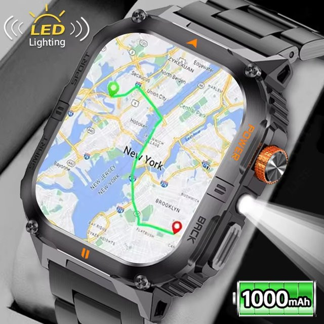 BOALZETD Smartwatch, Schwarz, Herren, 2,0 Zoll, Bluetooth, GPS - Bild 1