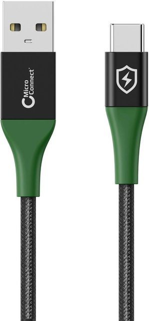 Microconnect MC-SMART USB-A-C-02 USB 2.0 Kabel mit USB-A und USB-C in Schwarz-Grün, 2 m - Bild 1
