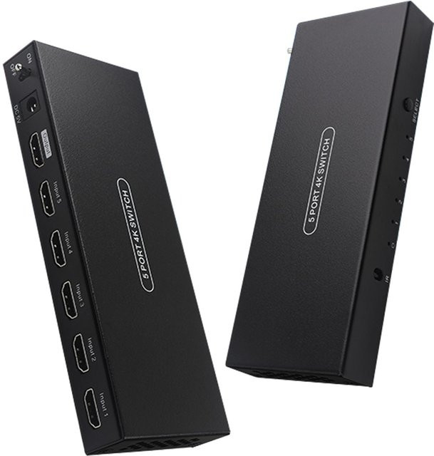 Elestagequipment HDMI Switcher 5-in-1-Out HDMI-Umschalter in Schwarz mit 4K UHD Unterstützung und EU-Stecker - Bild 1