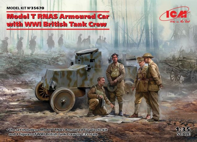 ICM Model T RNAS Armoured Car with WWI British Tank, Fahrzeug, 1:35 - Bild 1