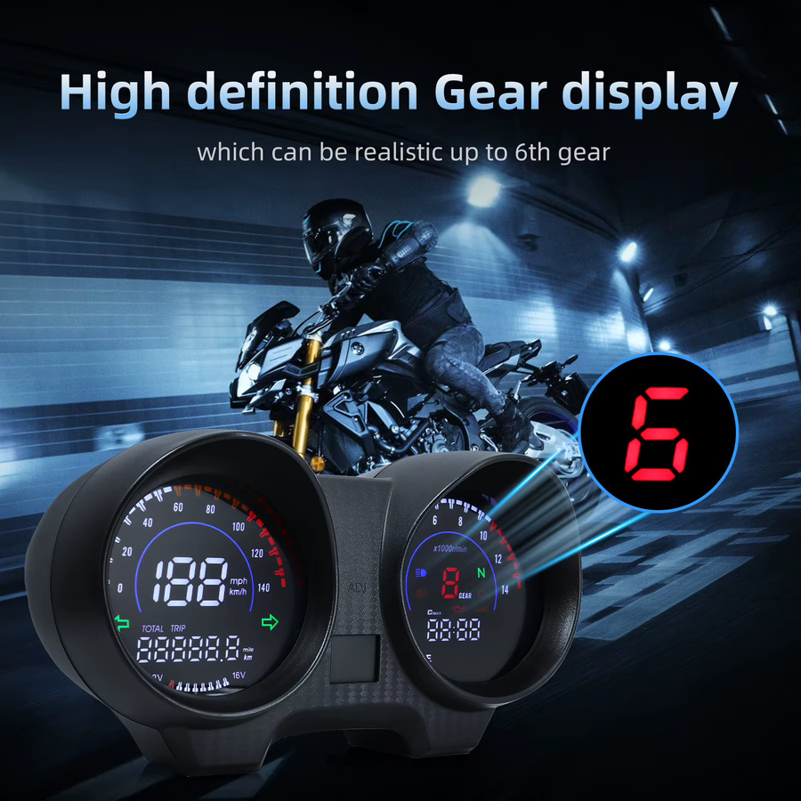 Digitales Motorrad Tacho Display RYSJM für Honda CG150 Titan150 Fan150 mit LED-Anzeige in Schwarz - Bild 2