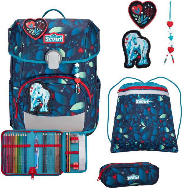 Scout Neo Exklusiv LED Schulranzen-Set 4-teilig White Unicorn in White und Multicolour - Bild 1