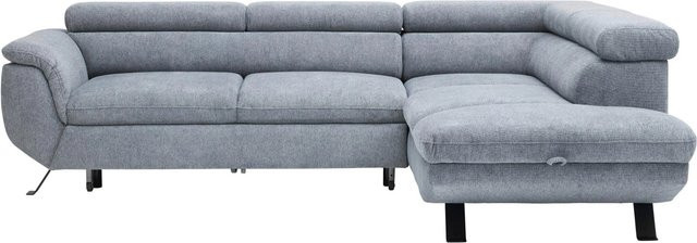 Mömax Ecksofa Raven in Grau mit verstellbarer Kopfstütze und Lift-up-Sitzfunktion, B/T/H: 257 x 159 x 92 cm - Bild 1
