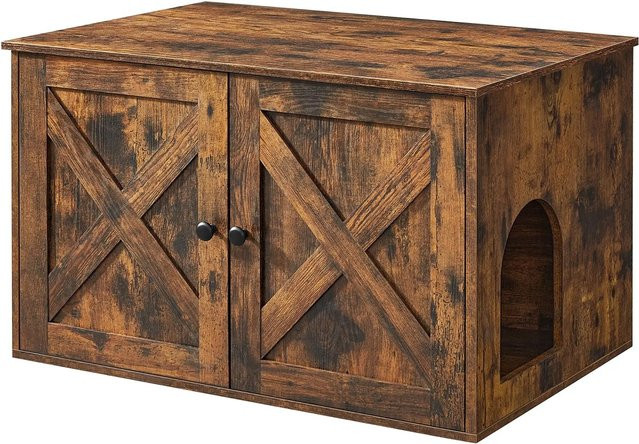 Feandrea Katzenklo-Schrank in Braun mit rustikalem Design, B/T/H: 80 x 53 x 50 cm - Bild 1