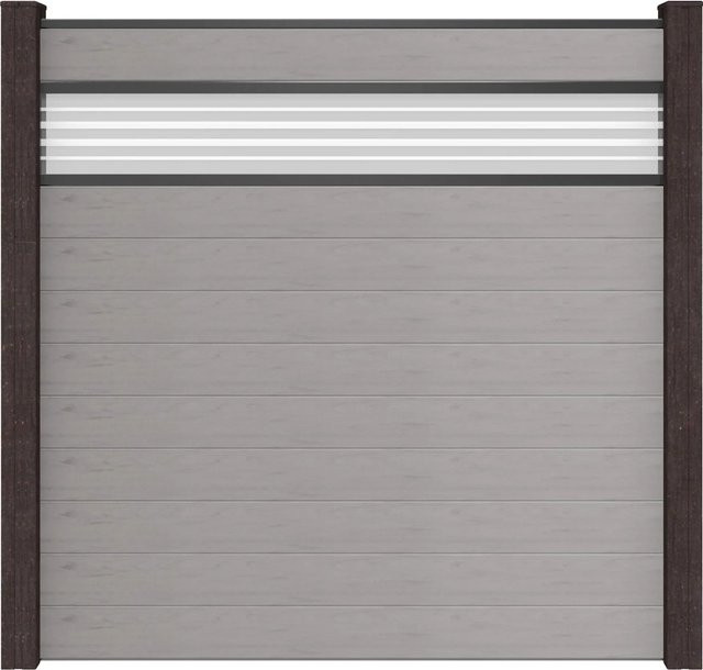 GroJa Steckzaun Solid mit Glas-Design Einsatz in Steingrau B/H: 180 x 180 cm, Tiefe: 1,9 cm - Bild 1