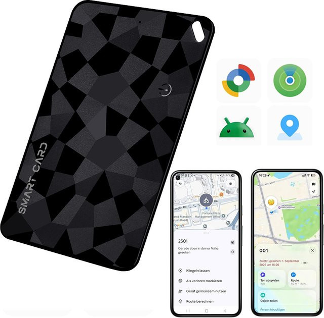 Leapii Smart Wallet Tracker in Schwarz für Android und iOS, kompatibel mit Find My Device oder Find Hub App für Wallet, Koffer und Taschen - Bild 1