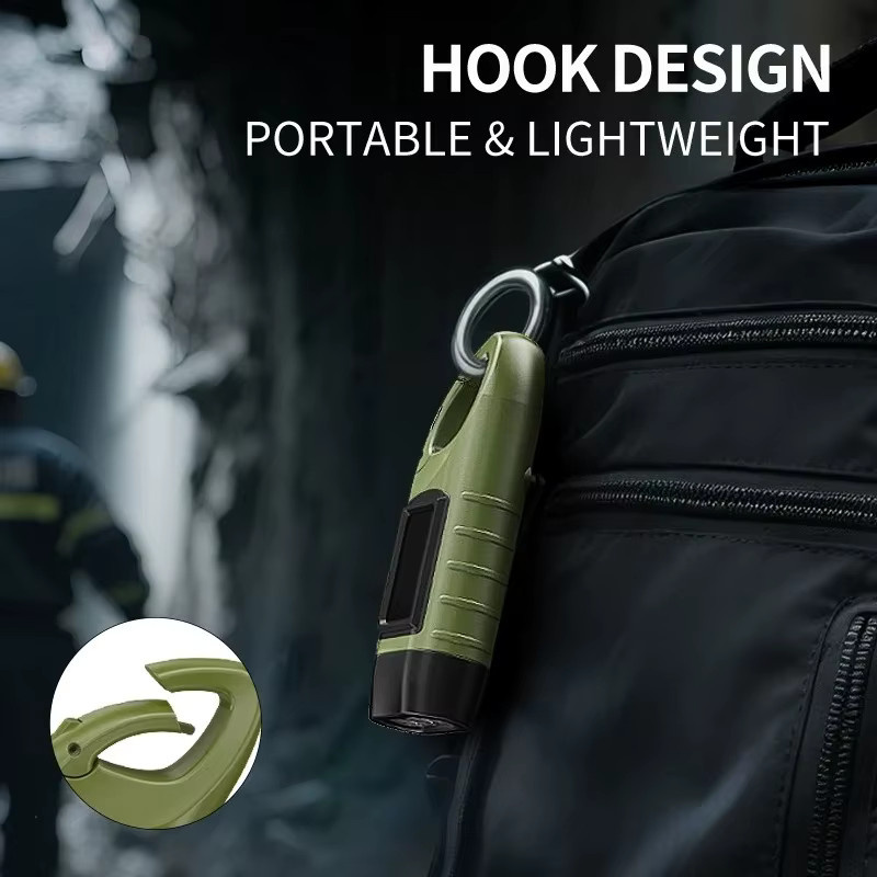 Heinast Tragbare LED-Taschenlampe in Grün mit Solarstrom, Handkurbel-Dynamo und Haken für Camping, Garten und Outdoor-Notfälle - Bild 4