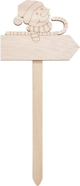 VBS Holz-Stecker mit Schild Schneemann in Beige aus Sperrholz für Winter und Weihnachten - Bild 1