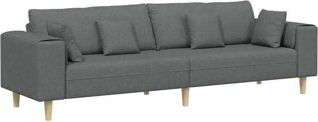 vidaXL Sofa mit Kissen in Dunkelgrau, modernes Polstersofa aus Stoff für dein Wohnzimmer, B/T/H: 250 x 77 x 76 cm - Bild 1