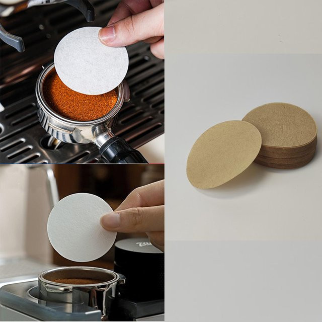 100 Stück Espresso Filterpapier für Siebträgermaschinen von Delonghi und Breville, runde Puck-Bildschirm-Filter in Weiß, Durchmesser: 51 mm, 53 mm oder 58 mm - Bild 1