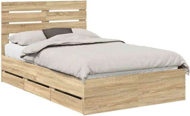 vidaXL Bettrahmen Sonoma-Eiche mit Schubladen, Farbe Braun, B/T/H: 120 x 190 cm - Bild 1