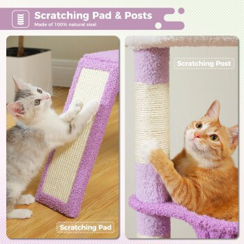 Pawz Road Kleiner Katzenbaum mit Höhle und Hängematte in Violett, Höhe: 92 cm - Bild 2