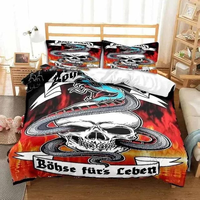 Gu Tao 3-teiliges Bettwäsche-Set Böhse Onkelz in Schwarz, B/H: 140 x 210 cm - Bild 1