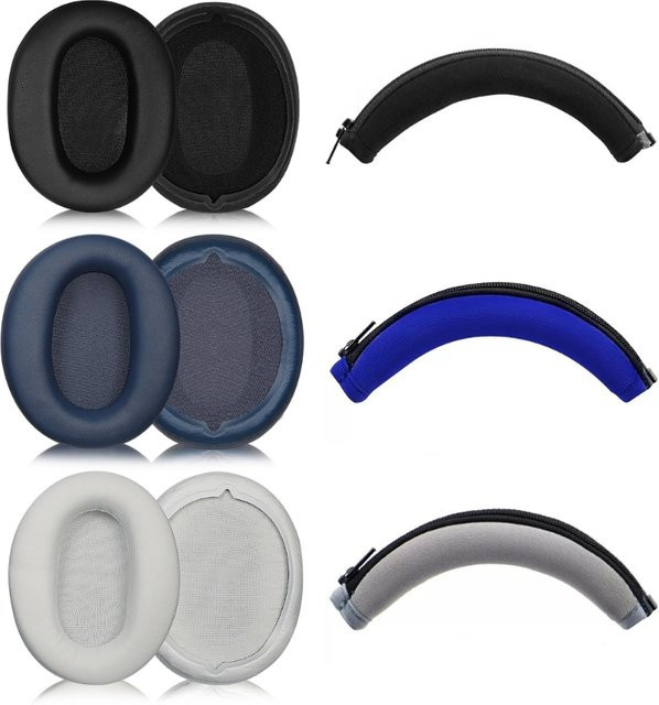 Soft Protein Ohrpolster und Stirnband-Set für Sony WH-CH710N Kopfhörer in Schwarz - Bild 1