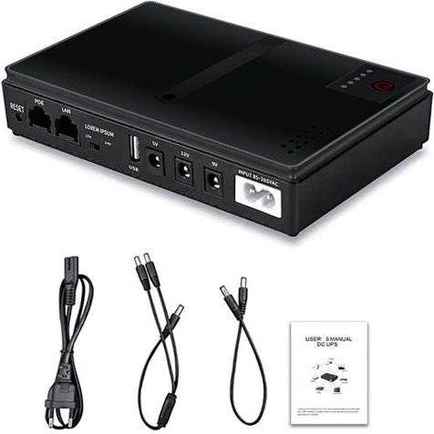 Amusedly USV unterbrechungsfreie Stromversorgung Mini-Batterie-Backup in Schwarz mit EU-Stecker für Kamera und Router - Bild 1