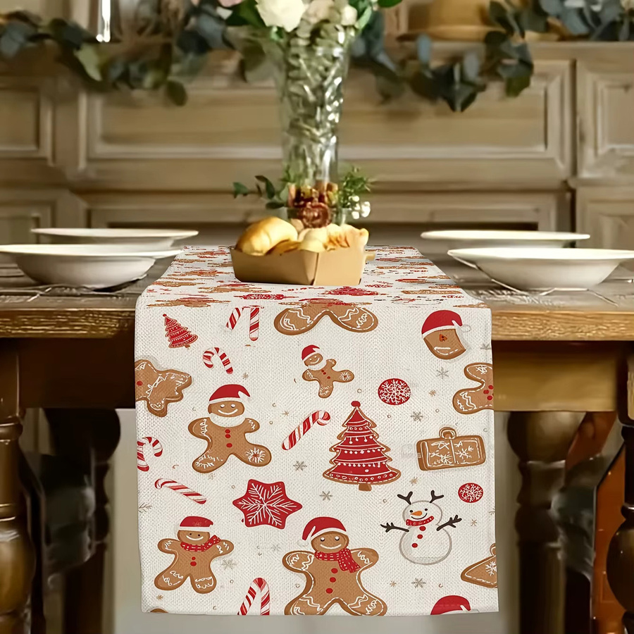 JIT Weihnachts-Tischläufer mit Lebkuchen-Print, rechteckig, mehrfarbig - Bild 2