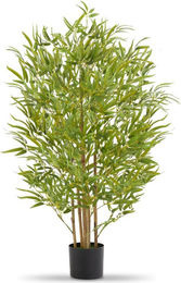 tectake Künstlicher Bambusbaum in Grün mit stabilem Kunststoff-Blumentopf - Bild 1