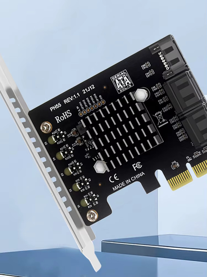VODOOL PCIe zu 5-Port SATA 3.0 Erweiterungskarte mit Trim-Unterstützung und RAID-Controller in Schwarz - Bild 5