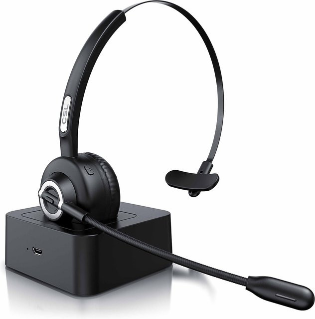 CSL Kabelloses Mono Bluetooth Headset mit Ladestation und Rauschunterdrückung in Schwarz - Bild 1