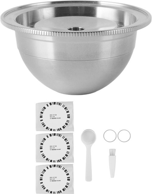 Wiederverwendbarer Kaffeekapselfilter aus Edelstahl von CosyHome in Grau inklusive Löffelbürste - Bild 1