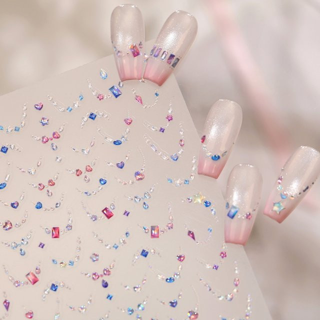 Nagelaufkleber Laser 5D Strass-Streifen, Rhstoe, Damen, Glänzend - Bild 1