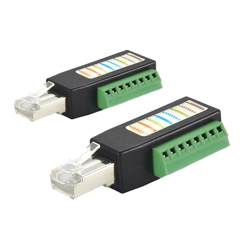 DIVEDEER RJ45 zu 8-Pin Terminal Netzwerk-Verlängerungskabel Adapter CAT6 Ethernet LAN in Schwarz - Bild 1
