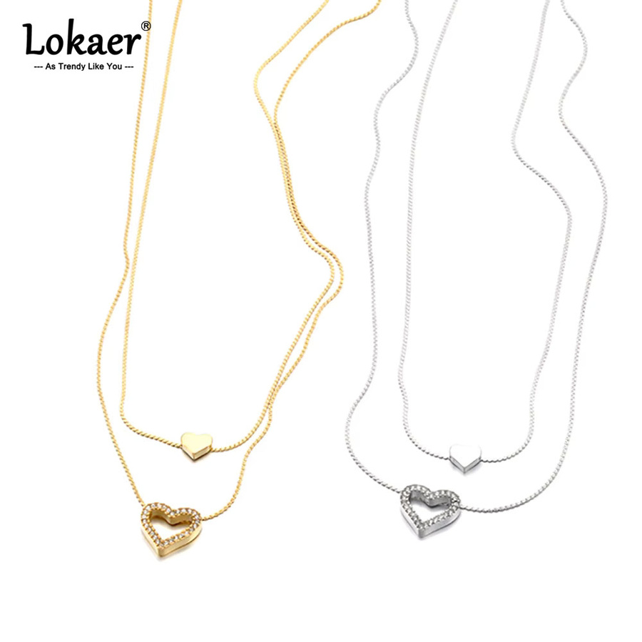 Lokaer Halskette, Edelstahl, Gold, Zirkonia, Herz-Anhänger, Damen - Bild 2
